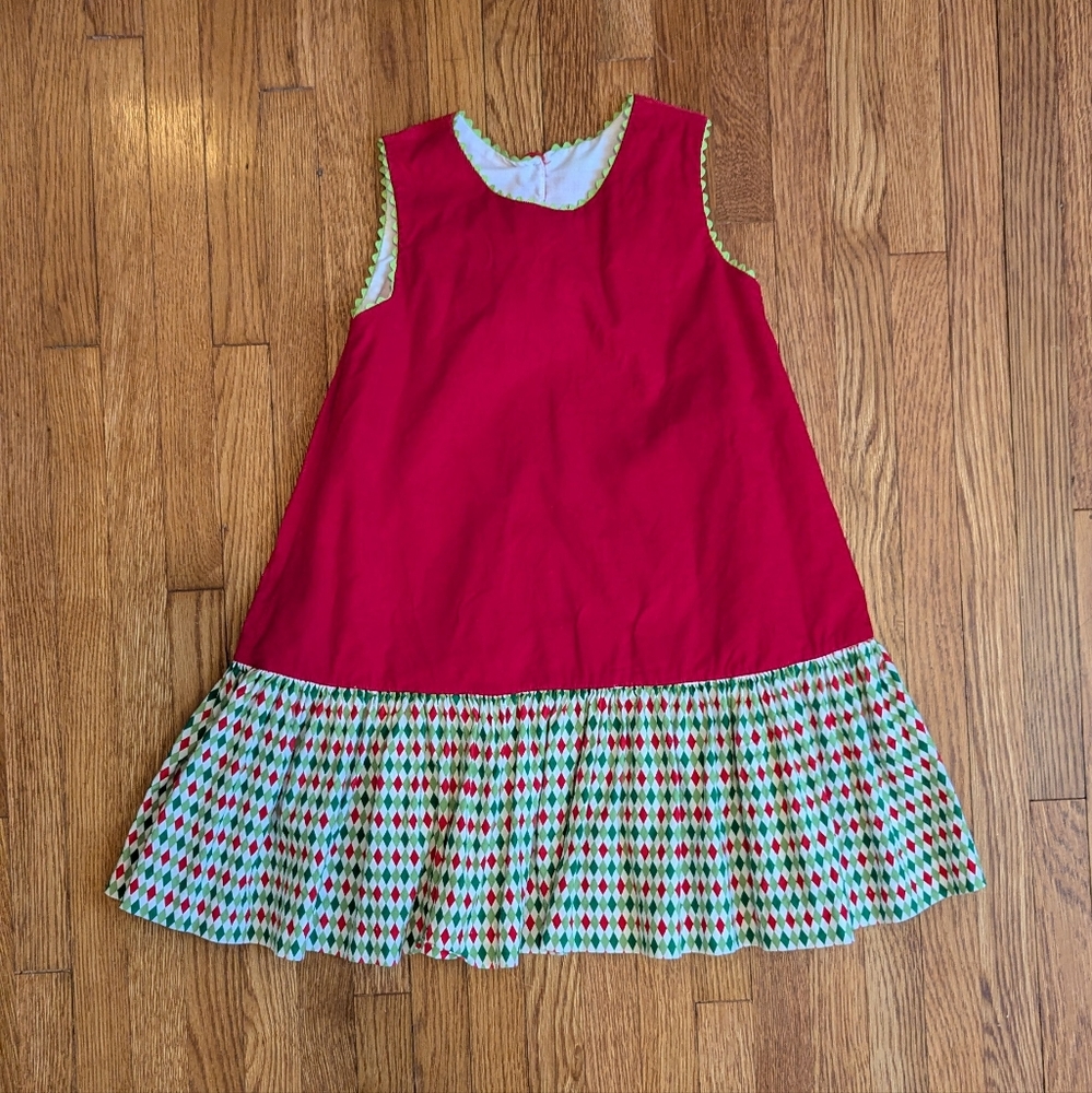 Red and Green Corduroy Boutique Dress